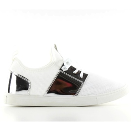 Sapatos esportivos arejados A-120 BRANCO / PRATA