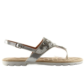Chinelos com contas de prata G144 cinza