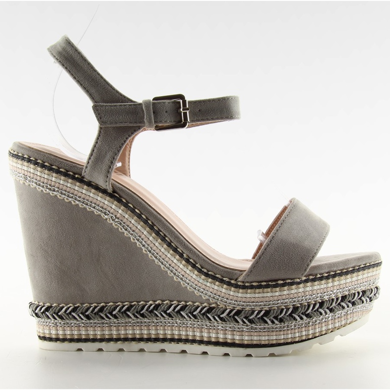 Sandálias bonitas em cunha LL-56 cinza