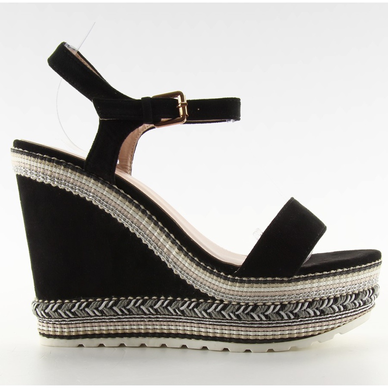 Sandálias bonitas em cunha LL-56 preto