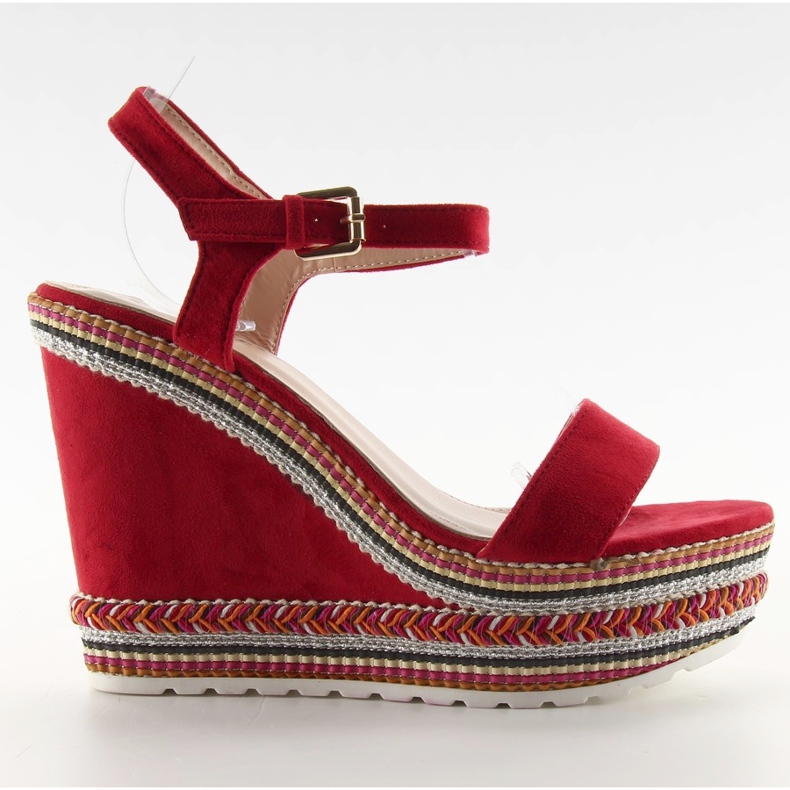 Sandálias bonitas na cunha LL-56 ed vermelho