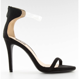 Sandália de salto alto com cinto transparente 5075 Preto