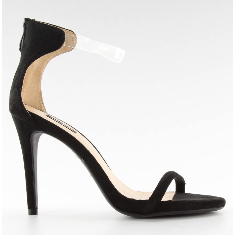 Sandália de salto alto com cinto transparente 5075 Preto Sandália de salto alto com cinto transparente 5075 Preto