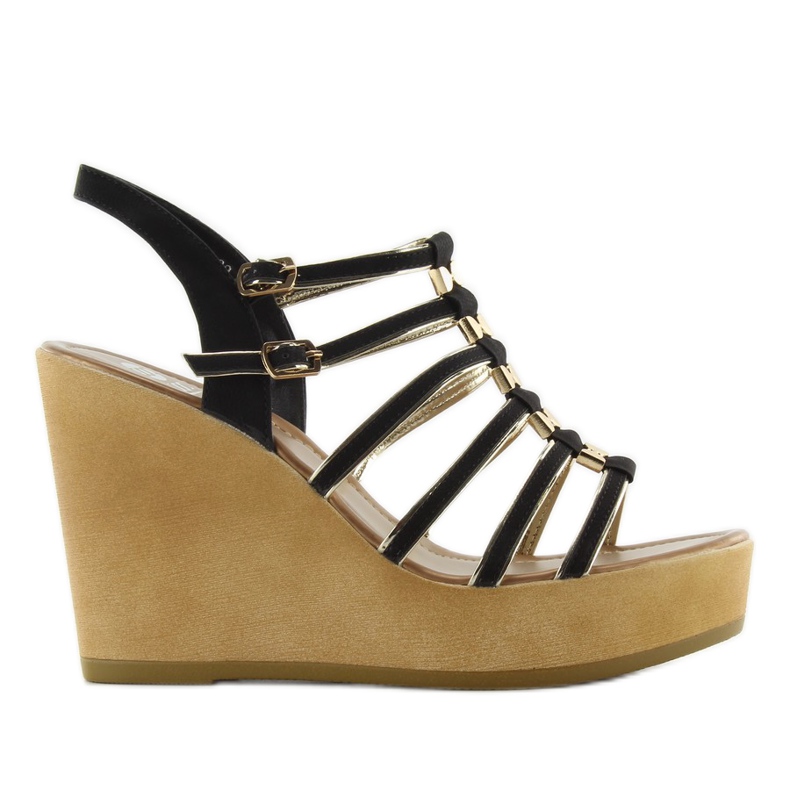 Sandálias de cunha GM-5032 pretas preto