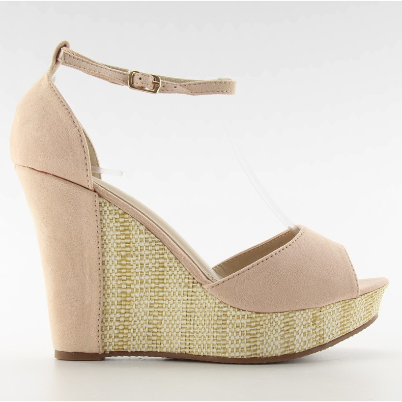 Sandálias em uma cunha única 028 rosa