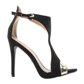 Sandálias únicas em um salto alto jz-6319 preto