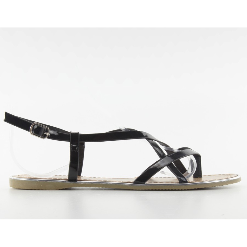 Sandálias com acabamento em prata h161 preto