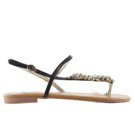 Sandálias elegantes com pedras pretas jh33 preto Sandálias elegantes com pedras pretas jh33 preto