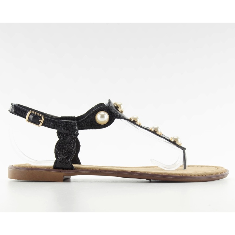 Chinelos com pérolas grandes LL-75 Preto