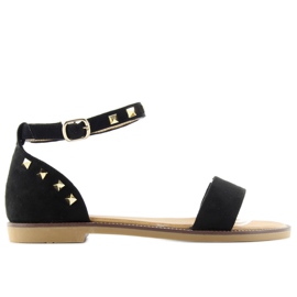 Sandálias com tachas no tornozelo s51 pretas preto