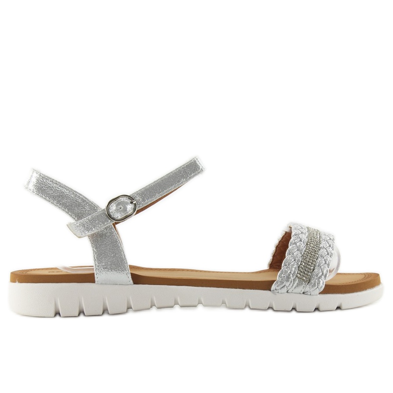 Sandálias metalizadas prateadas cinza