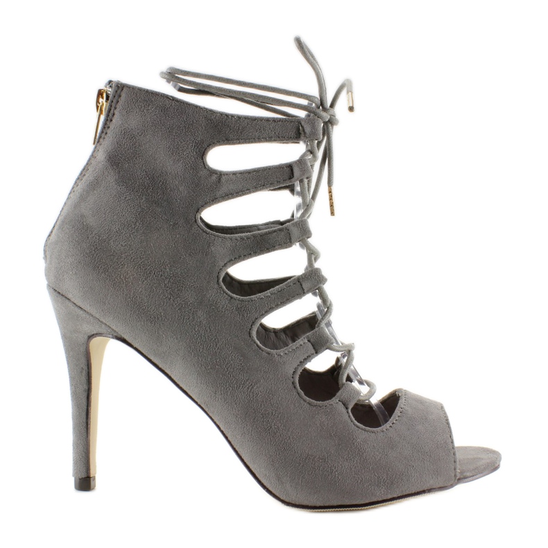 Sandálias com cadarço em um salto alto Qq01P cinza