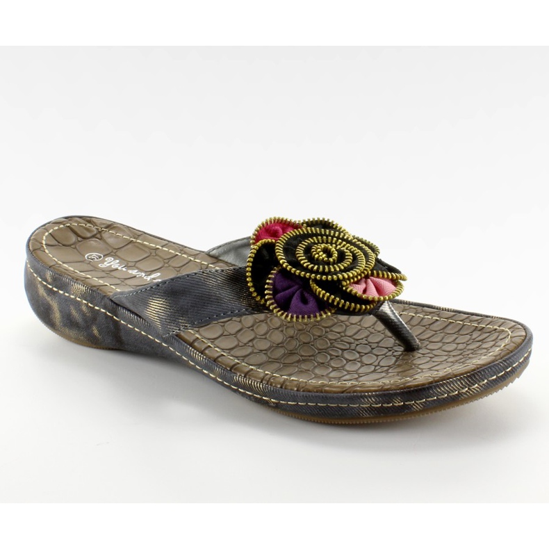 Flip-flops com uma flor A123-1 preto