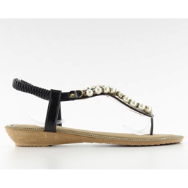Sandálias com pérolas 2017-25 Preto