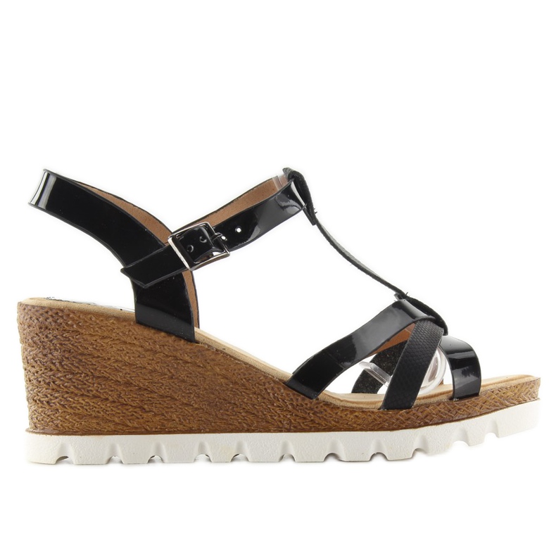 Sandálias de cunha FD-76 pretas preto