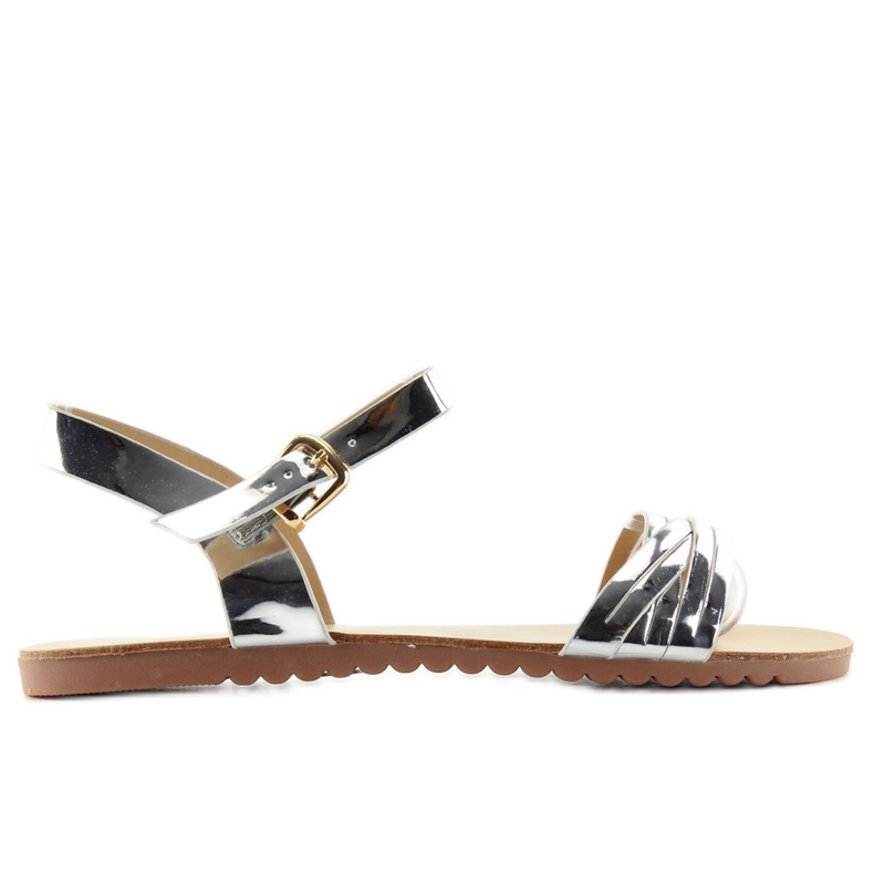 Sandálias com tiras brilhantes H8-72 cinza