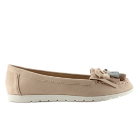 Mocassins de camurça com franjas 7122 Rosa marrom