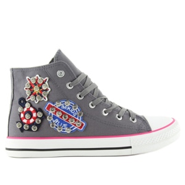 Tênis tornozelo com pedras BL101P Cinza