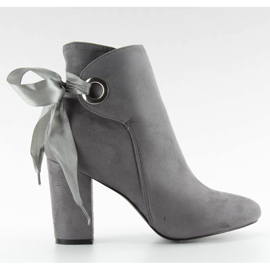 Botas de salto largo com fita cinza la01p
