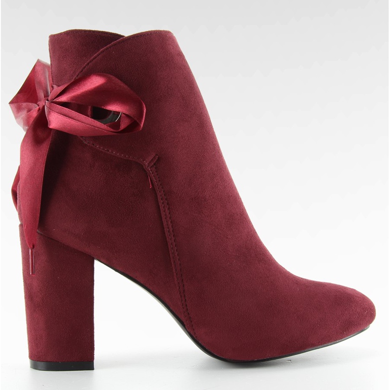 Botas de salto largo com fita la01p vinho vermelho