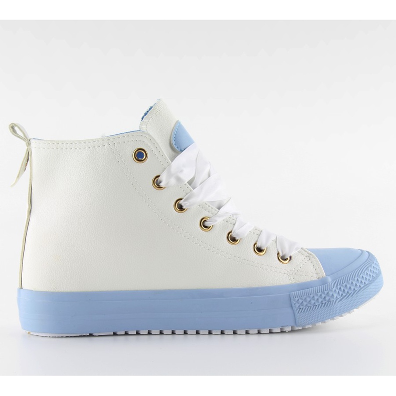 Tênis de tornozelo com cadarço duplo branco azul