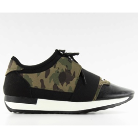 Tênis esportivo feminino PRETO / CAMUFLAGEM marrom verde