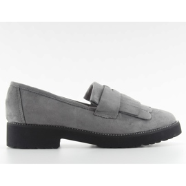 Mocassins femininos sola alta F173p cinza