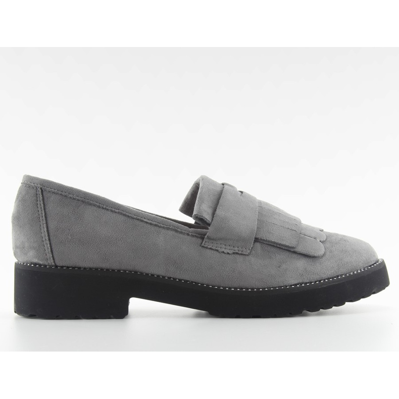 Mocassins femininos sola alta F173p cinza
