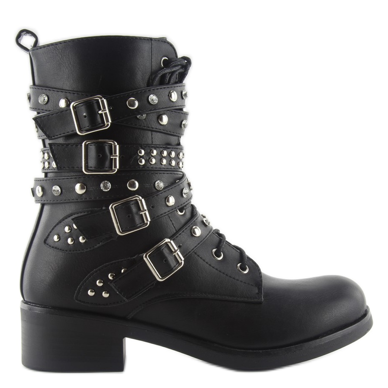 Botas com tachas em estilo rock nc68 preto