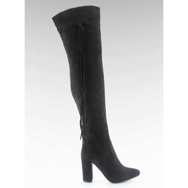 Saltos altos de coxa preta preto