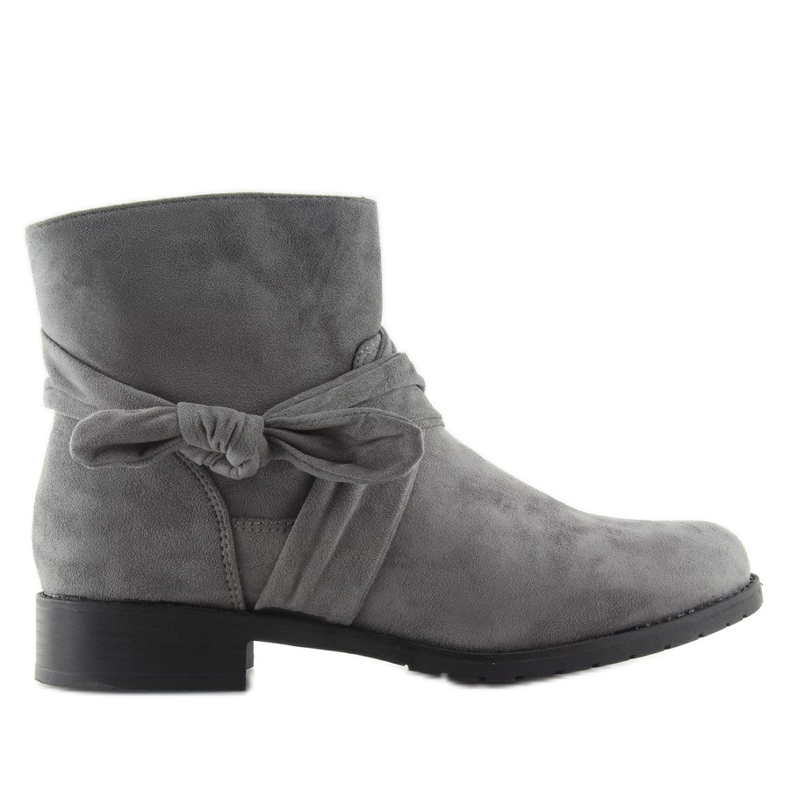 Botas de camurça com laço B7713 Cinzento cinza