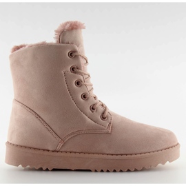 Botas femininas de neve com cadarço rosa rosa
