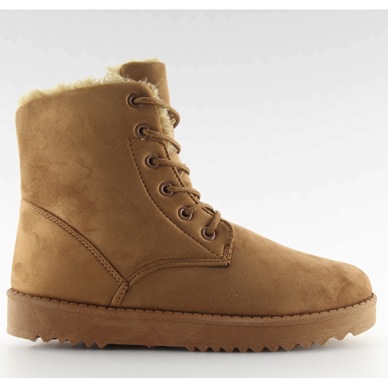Botas de neve de mulher castanhas com atacadores camel castanho