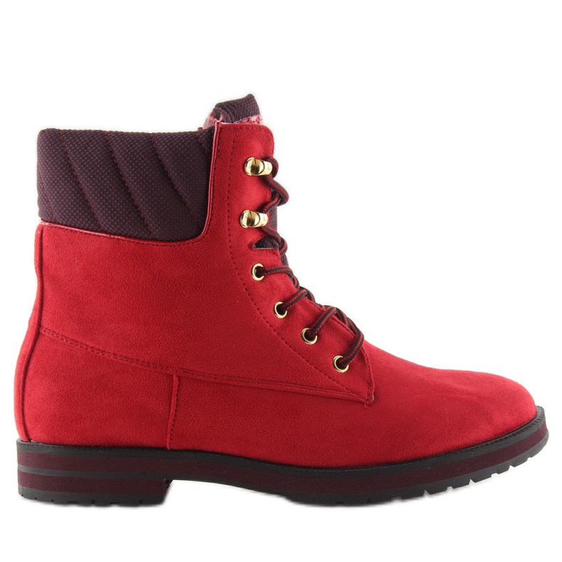Botas de madeira de camurça vermelha de mulher WD38 vermelho