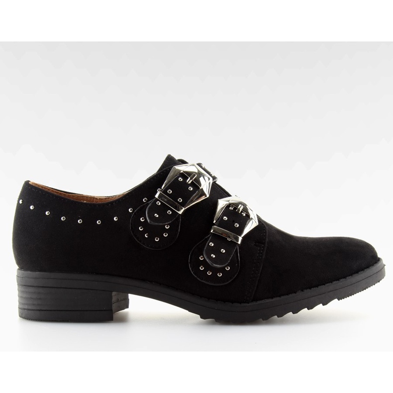 Mocassins femininos com tachas negras pretas preto