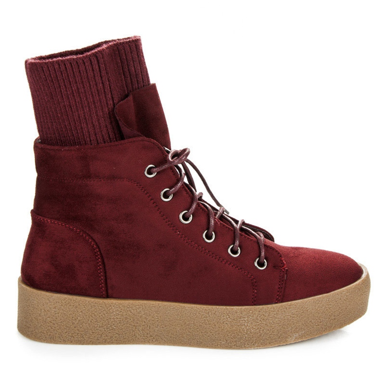 Ideal Shoes Botas Maroon Creepers vermelho
