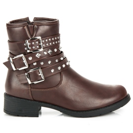 Ptpt Botas de rock com strass castanho
