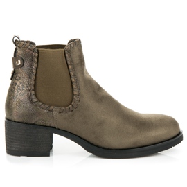Ideal Shoes Botas Chelsea com salto alto verde