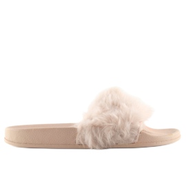 Chinelos nude bege 58-6 com pelo