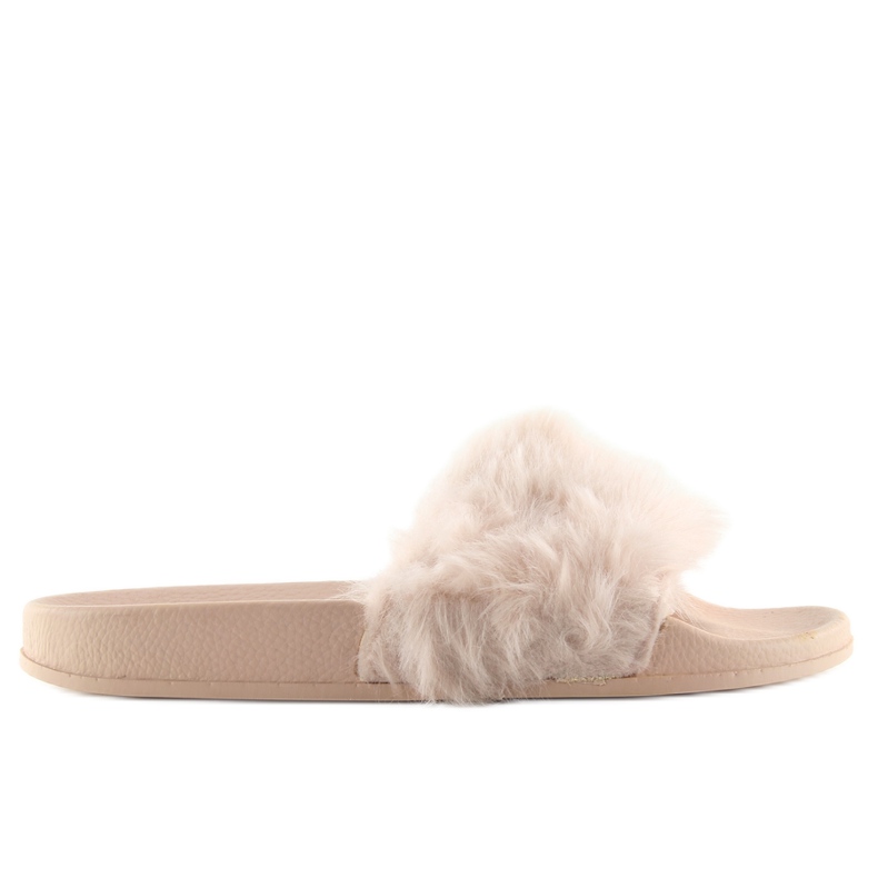 Chinelos nude bege 58-6 com pelo