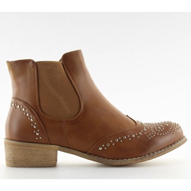 Botas Chelsea castanhas com tachas, Camel castanho