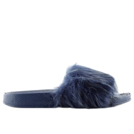 Chinelos azul marinho com pelo zy383-007-1 azul azul-marinho