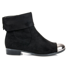 Ideal Shoes Botins de camurça com zíper preto Ideal Shoes Botins de camurça com zíper preto