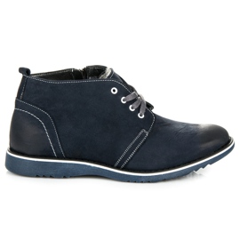 Lucca Botas de couro com pele de carneiro azul