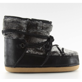 Botas de neve lua com pêlo preto preto Botas de neve lua com pêlo preto preto