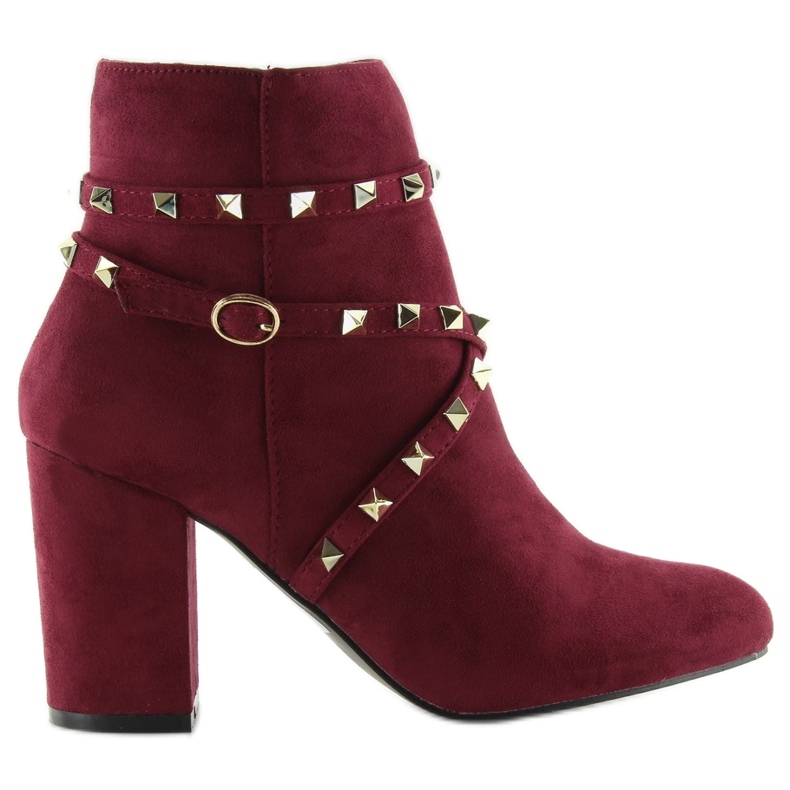 Botas de salto alto com tachas Borgonha F-3627 vermelho multicolorido