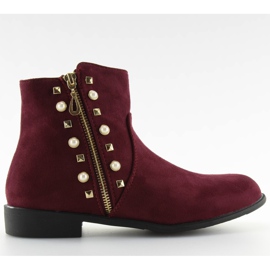 Botas com pérolas bordô 30708 vermelho multicolorido