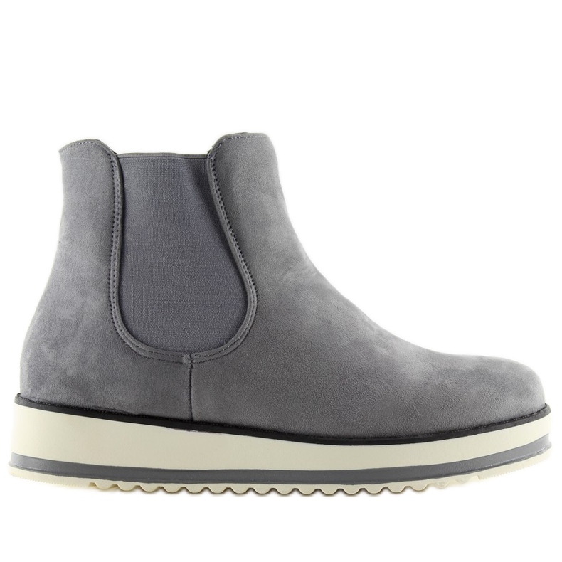 Botas Chelsea com sola alta cinza K-105
