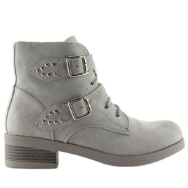 Botas de amarrar com laços cinza C-7101