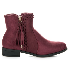 Bello Star Botas marrons com franjas vermelho